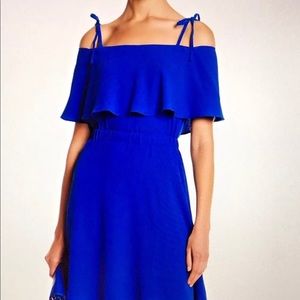 Vince Camuto Crepe Popover Dress Blue Off Shoulder